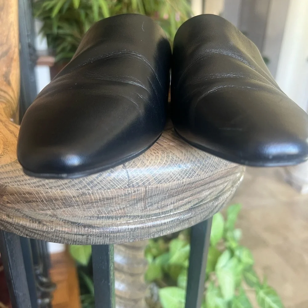 Banana Republic Black Leather Pointed Mule Flats